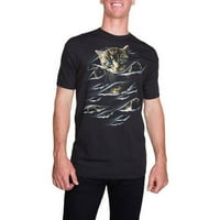 Büyük erkek Kısa Kollu Kedi Reaper Moda Grafik Ekip Boyun T-Shirt
