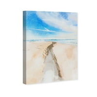 Wynwood Stüdyo Tuval Yolu Kum Deniz ve Kıyı Kıyı Manzara duvar sanatı tuval baskı Mavi Açık Mavi 20x30