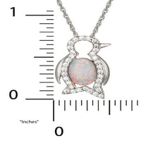 Brilliance Güzel Takı Gümüş Kübik Zirkonya ve Düzenlendi Opal Penquin Kolye 18 Zincir