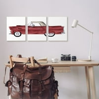 Stupell Industries Vintage Kırmızı Cabrio Çizim Klasik çarpma sensörü Tuval Duvar Sanatı Tasarım Daphne Polselli,