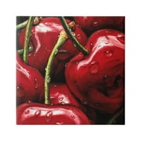 Aptal Sulu Kırmızı Kiraz Yakın Çekim Yiyecek ve İçecek Resim Galerisi Sarılmış Tuval Baskı Duvar Sanatı
