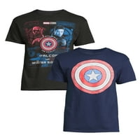 Marvel Kaptan Amerika erkek ve Büyük erkek Kısa Kollu Grafik Tees, Paketi