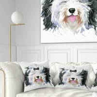 Designart Komik Köpek Kafası Siyah Beyaz - Hayvan Kırlent - 16x16