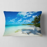 Palmiye Gölgeli Designart Tropikal Plaj - Deniz Kıyısı Kırlent - 12x20