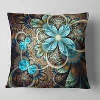 Designart Mavi Gölgeli Renkli Fraktal Çiçekler - Soyut Kırlent - 18x18