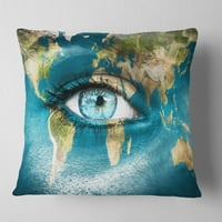 Designart Planet Earth ve Mavi Göz - Soyut Kırlent - 12x20