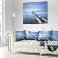 Designart Lacivert Gökyüzü ve Büyük İskele - Deniz Manzarası Kırlent - 16x16