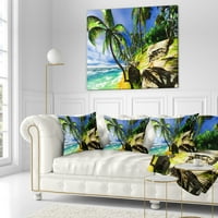 Hawaii Adası Plajında Designart Palms - Modern Deniz Manzarası Atma Yastığı - 18x18