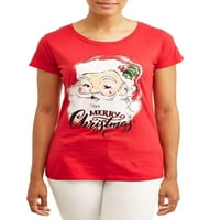 Kadın Noel Tatili Grafik kısa kollu tişört