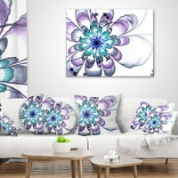 Designart Fraktal Çiçek Açık Mavi - Çiçekli Kırlent - 18x18