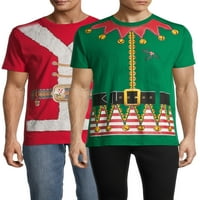 Tatil Zamanı Elf ve Noel Baba Takım Elbise Paketi erkek ve büyük erkek grafik tişörtleri