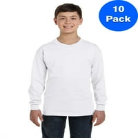 Çocuklar 5. oz. Ağır Pamuklu Uzun Kollu Tişört Paketi
