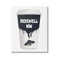 Stupell Endüstrileri Roswell NM UFO Kahve Fincanı Seyahat ve Yerler Resim Galerisi Sarılmış Tuval Baskı Duvar Sanatı