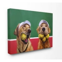 En Stupell Ev Dekor Koleksiyonu Ağız Tam Tenis Topu Retriever Köpekler Boyama tahta çerçeve Duvar Sanatı, 30