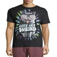 Hadi Garip Trippy Kedi Erkek ve Büyük Erkek grafikli tişört