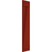 Ekena Millwork 3 4 W 44 H Gerçek Uyum PVC İki tahta Birleştirilmiş Tahta-n-Çıta Panjurlar w Z-Bar, Ateş Kırmızısı