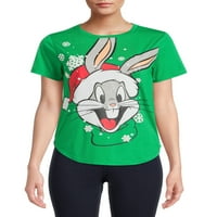 Bugs Bunny Kadın Noel Kısa Kollu Grafikli Tişört