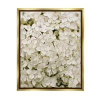 Beyaz Narin Ortanca Yaprakları Botanik ve Çiçek Grafik Sanat Metalik Altın Çerçeveli Sanat Baskı Duvar Sanatı