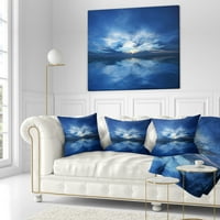 Designart Mavi Sular ve Mavi Gökyüzü Gün Batımı - Modern Deniz Manzarası Kırlent - 16x16