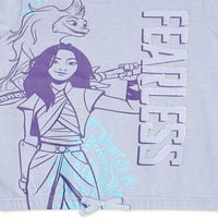 Raya ve Son Ejderha Kızların Bulanık Kollu Grafik Sweatshirt ve Baskılı Tayt, 2 Parça Kıyafet Seti, 4-16 Beden