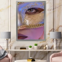 Designart 'Kadın Yüzünde Venedik Maskesi' Modern Çerçeveli Sanat Baskısı