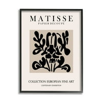 Stupell Industries Soyut Çağdaş Siyah Çiçek Tasarım Matisse Tipografi Çerçeveli Duvar Sanatı, 14, Tasarım Ros Ruseva