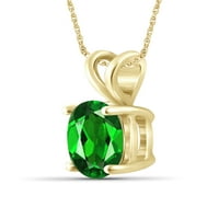 Kadınlar için Gümüş Zincir Kolye - Köpüklü Hakiki 14 Ayar Altın Kaplama Gümüş Kolye 1. CTW Yeşil Krom Diyopsit –