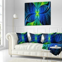 Designart Mavi Yeşil Fraktal Vitray - Soyut Kırlent - 18x18