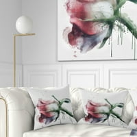 Designart Tomurcuklanan Pembe Gül Suluboya Kroki-Çiçek Atmak Yastık-16x16