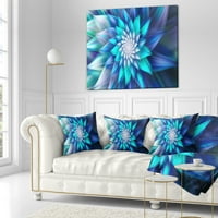 Designart Büyük Mavi Uzaylı Fraktal Çiçek - Çiçekli Kırlent - 12x20