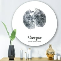 Designart 'Romantik Ay Şeklinde iki aşığın Öpücüğü' Modern Daire Metal Duvar Sanatı - 23'lü Disk