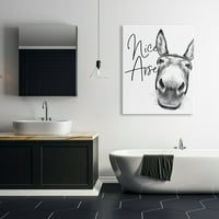Stupell Sanayi Hayvan Mizah Güzel Eşek Eşek Banyo İfade Tuval Duvar Sanatı Tasarım Harfli ve Astarlı, 36 48