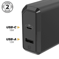 HPDA2C Powervolt 30W USB Tip-C + USB Tip-A Duvar Şarj Cihazı, tüm Güç Dağıtımı 3.0, 2 ile uyumludur. ve standart