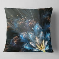 Designart Altın Detaylı Mavi Çiçek - Çiçekli Kırlent - 18x18