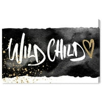 Wynwood Studio 'Vahşi Çocuk' Tipografi ve Tırnaklar Duvar Sanatı Tuval Baskı - Siyah, Altın, 30 20